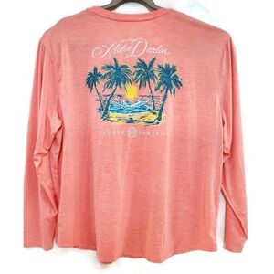 Lauren James Shirt Womens 2XL Pink Aloha Darlin Long Sleeve Graphic Tee Beach